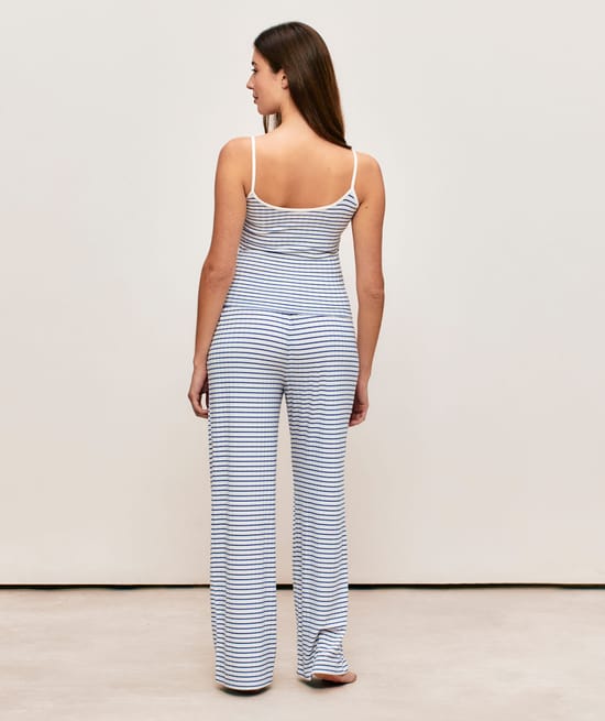 Ribbed striped trousers;