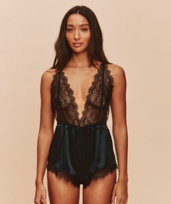 Satin and lace playsuit;
