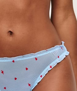 Heart pattern mesh thong;