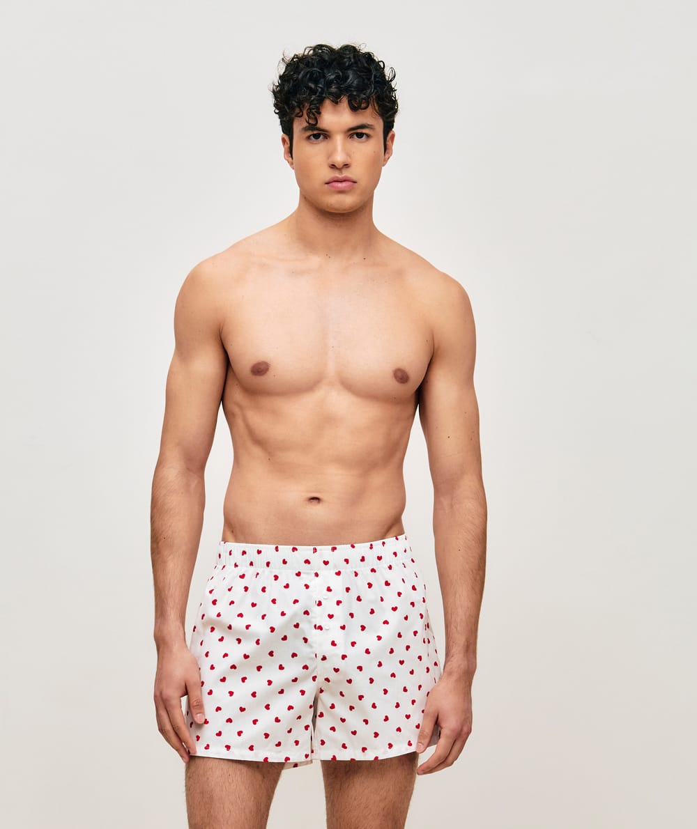 Cale&ccedil;on en coton motifs coeurs;
