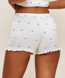 Cotton pointelle shorts with knot print;