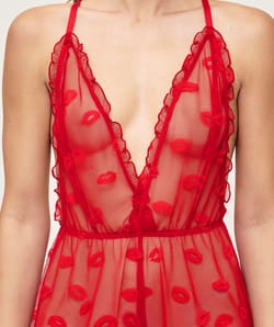 Combishort en dentelle motifs bouches;