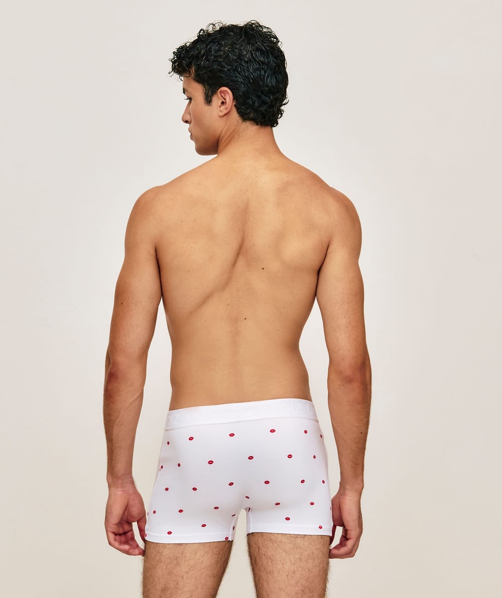 Microfiber boxer with mouth pattern;