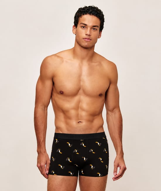 Printed cotton boxer with toucans;