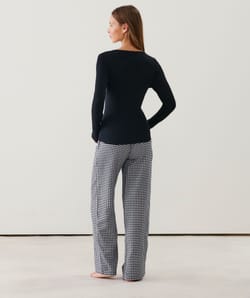 Checked flannel trousers;