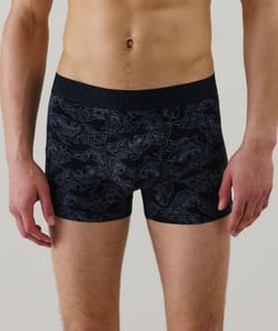 White patterned boxer shorts;