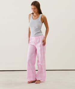 Pantalon à carreaux en coton;