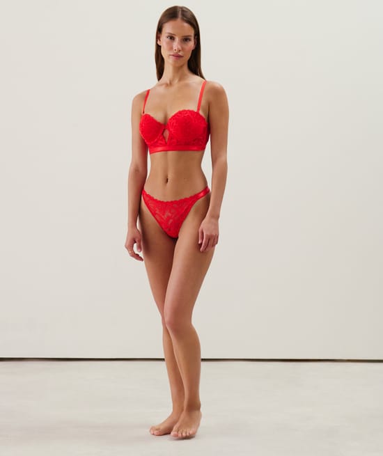 Lace push-up bustier;