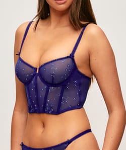 Tulle bustier with glitter flower patterns;