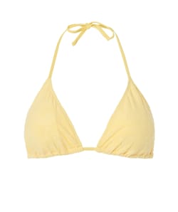 Triangle bikini top with textured flower pattern;