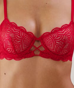 Lace balconette bra;