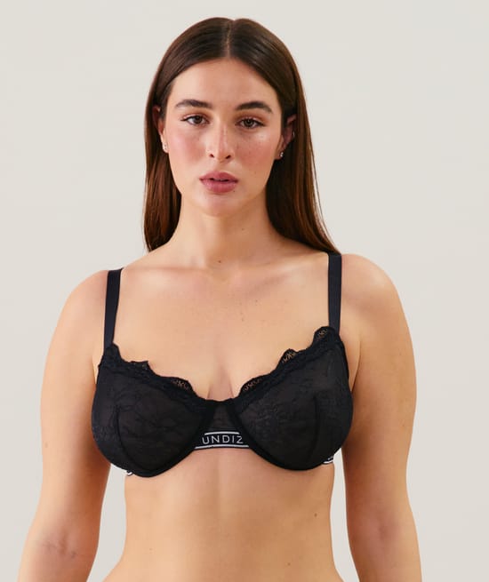 Lace balconette bra;