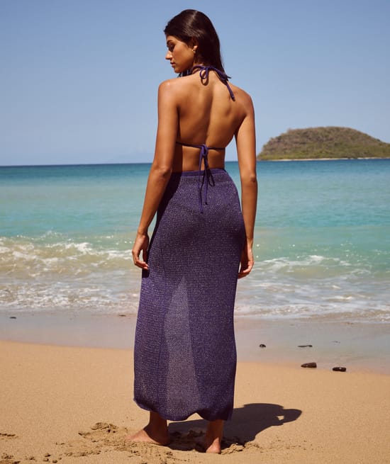 Jupe longue en crochet avec bijou soleil;