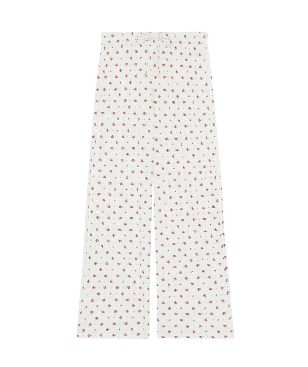 Ribbed jersey trousers with floral pattern;