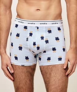 Gestreepte katoenen boxershort met berenpatroon;