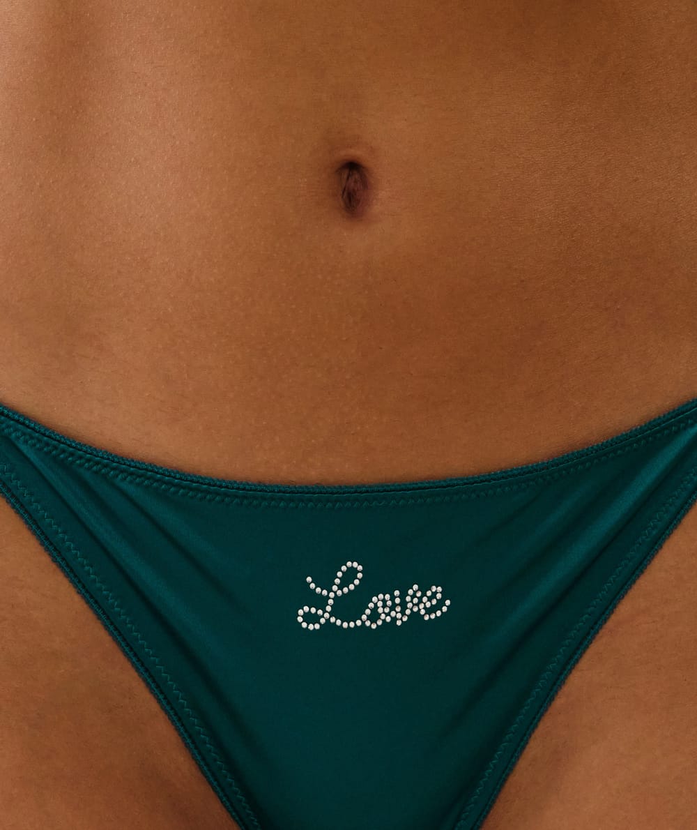 Microfibre and lace thong;