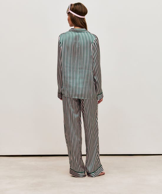 Striped satin pyjama bottoms;