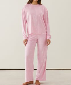 Velour bow print pyjama set;
