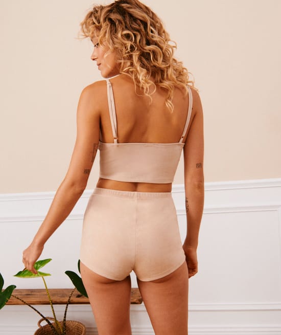 Faux-suede top;
