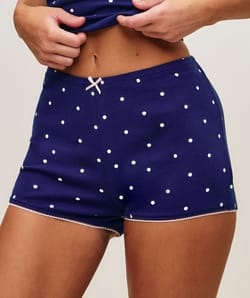 Polka dot jersey shorts;