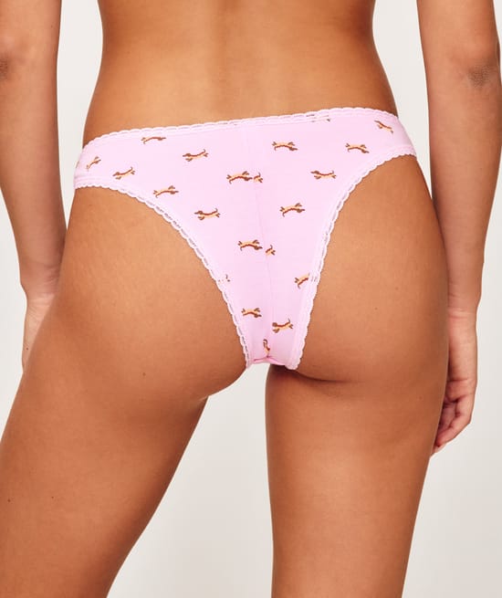 Cotton thong with cherry print;