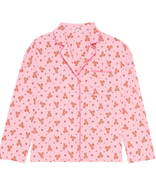 Ribbed jersey shirt with teddy bear pattern;
