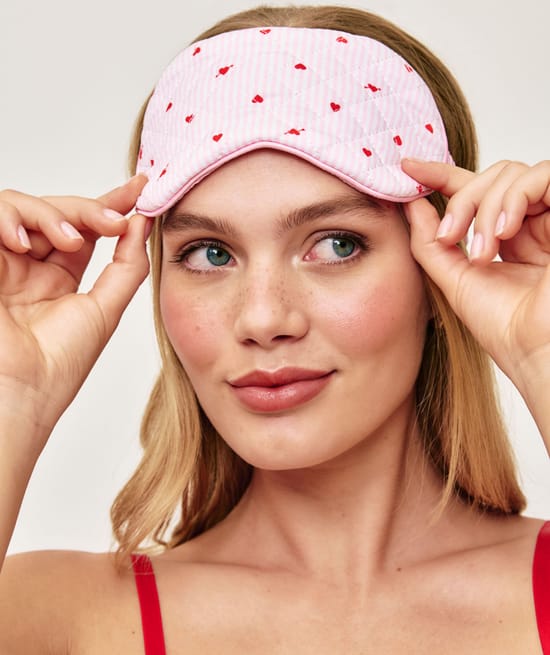 Striped and heart mask;