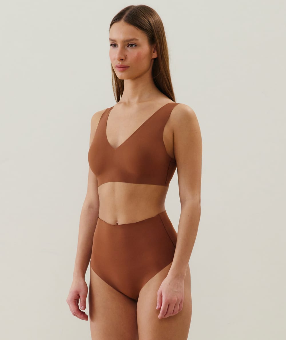 High-waisted microfibre brief;