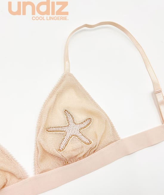 Triangle bra in tulle with embroidery;