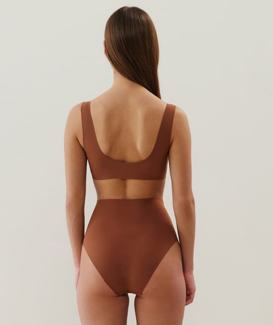 High-waisted microfibre brief;