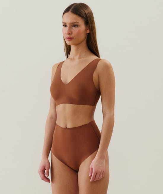 High-waisted microfibre brief;