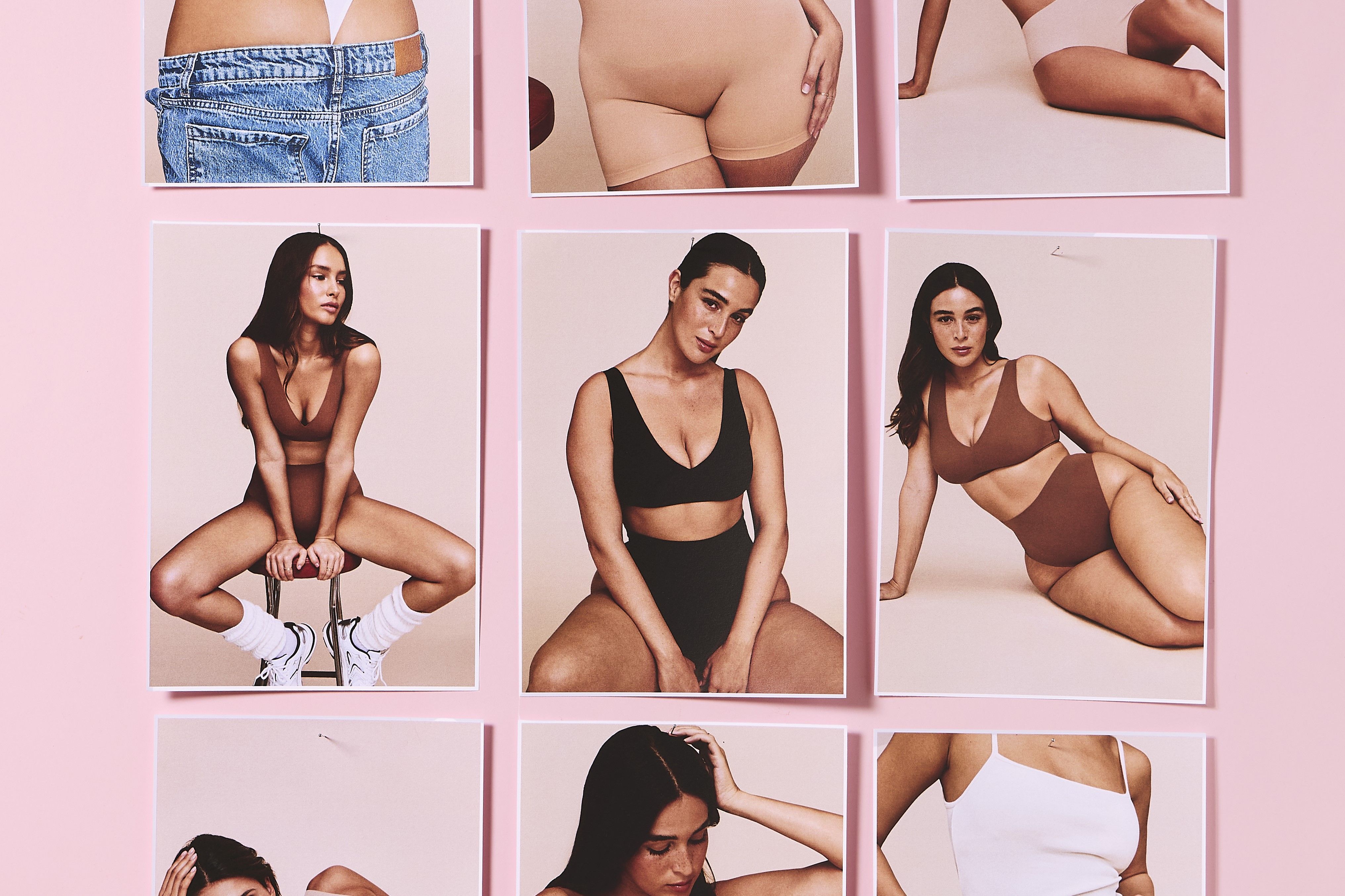 image sur laquelle on voit plusieurs photos de mannequins qui portent de la lingerie